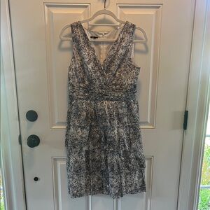 Talbots Brown and Gray Sleeveless Wrap Midi Dress